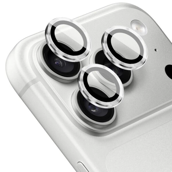 metalowa osłona obiektywów szkło na aparat iphone 18 pro, srebrna