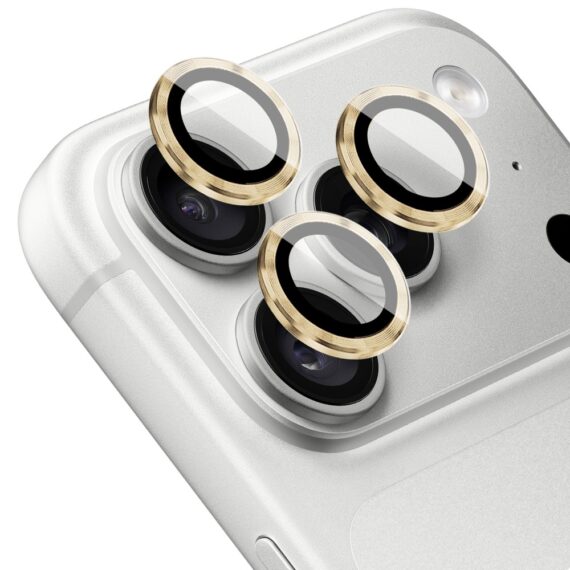 metalowa osłona obiektywów szkło na aparat iphone 18 pro, złote
