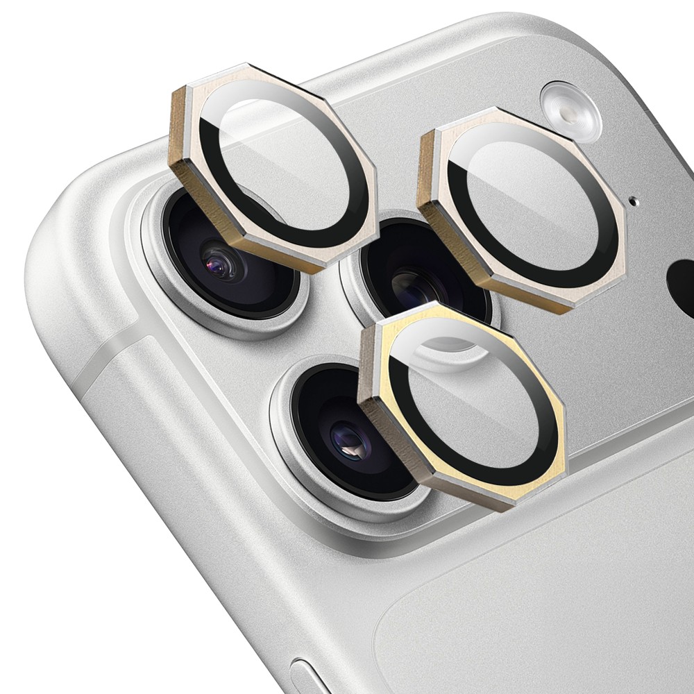 metalowe osłony obiektywów do iphone 18 pro, hexarmor, złote