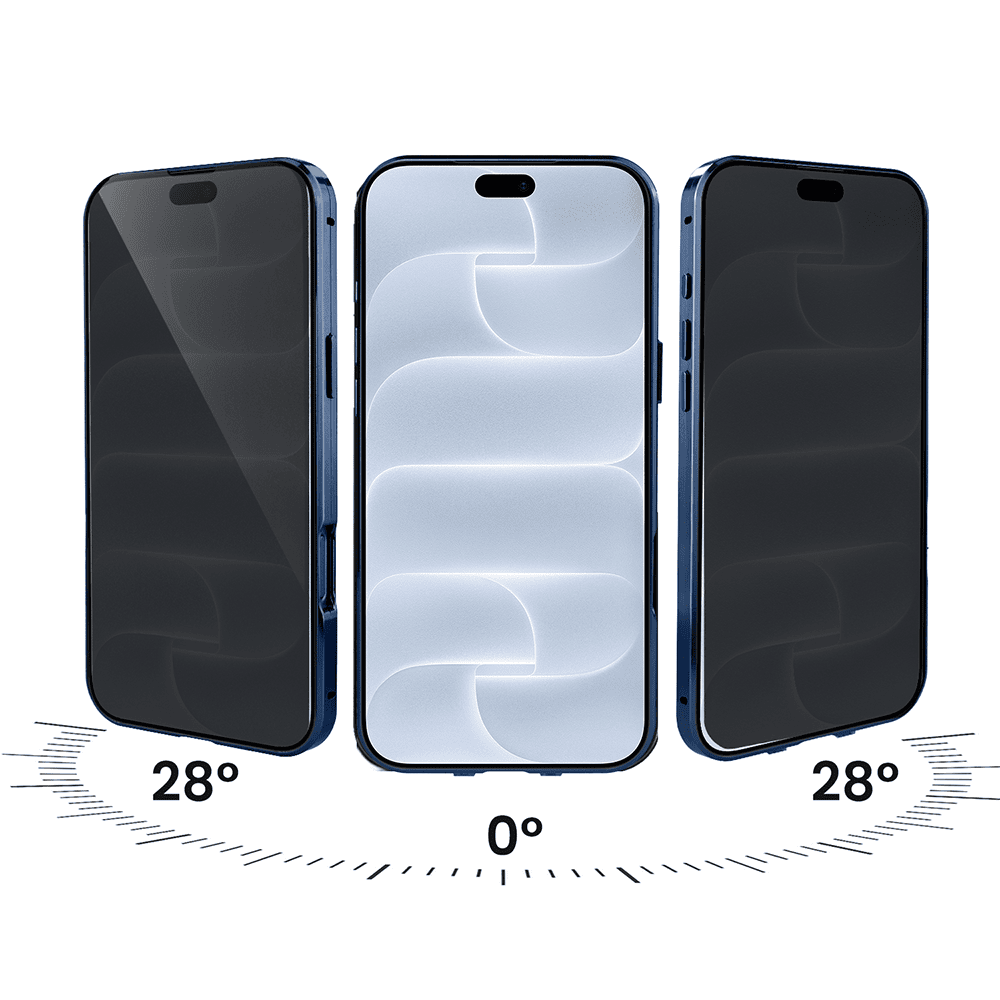 obudowa do iphone 18 pro max, podwójna szyba i aluminium 360° przód + tył magnetyczna, z osłoną aparatu i szkłem prywatyzującym, granatowa