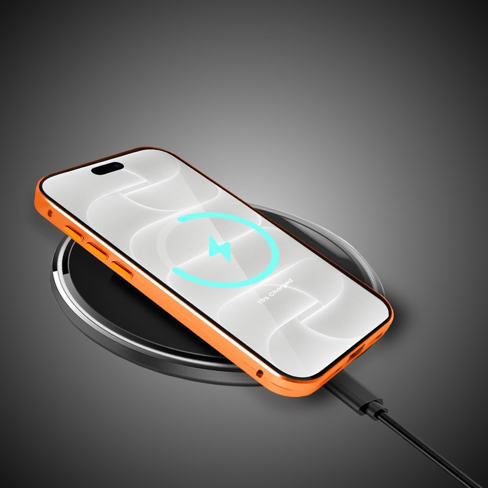 Obudowa do iPhone 18 Pro Max podwójna szyba i polerowane aluminium 360° magnetyczna, z osłoną aparatu, pomarańczowa (7) obudowa do iphone 18 pro max podwójna szyba i polerowane aluminium 360° magnetyczna, z osłoną aparatu, pomarańczowa