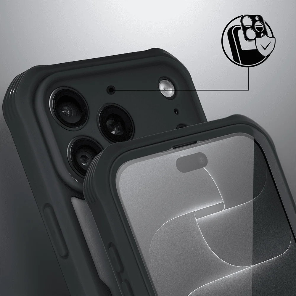 ochronne etui 360° do iphone 18 pro max, przód i tył, z ochroną anti shock i magsafe, czarne