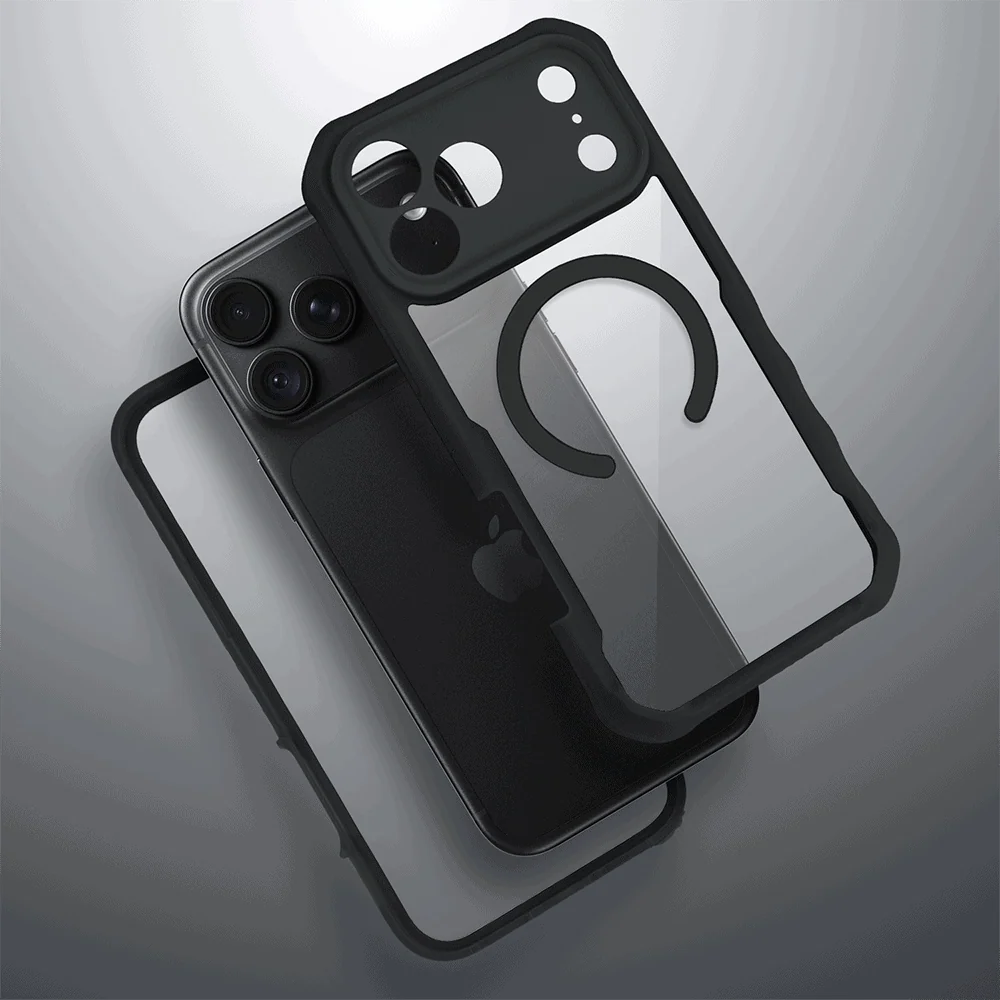 ochronne etui 360° do iphone 18 pro max, przód i tył, z ochroną anti shock i magsafe, czarne