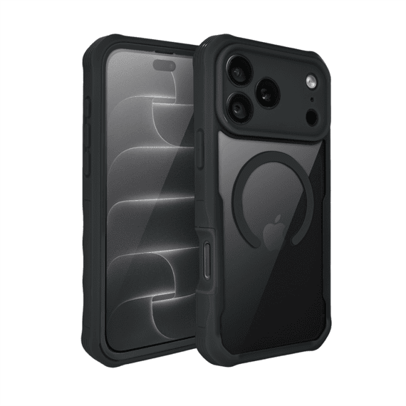 ochronne etui 360° do iphone 18 pro max, przód i tył, z ochroną anti shock i magsafe, czarne