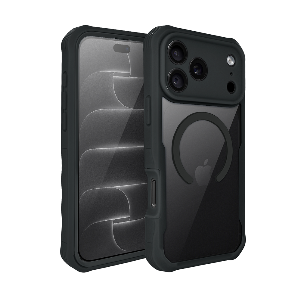 ochronne etui 360° do iphone 18 pro max, przód i tył, z ochroną anti shock i magsafe, czarne