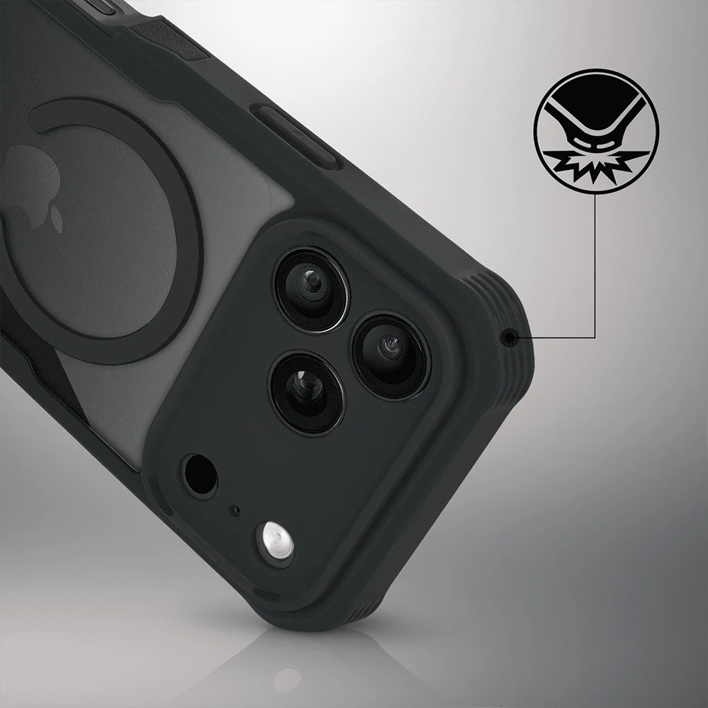 ochronne etui 360° do iphone 18 pro max, przód i tył, z ochroną anti shock i magsafe, czarne