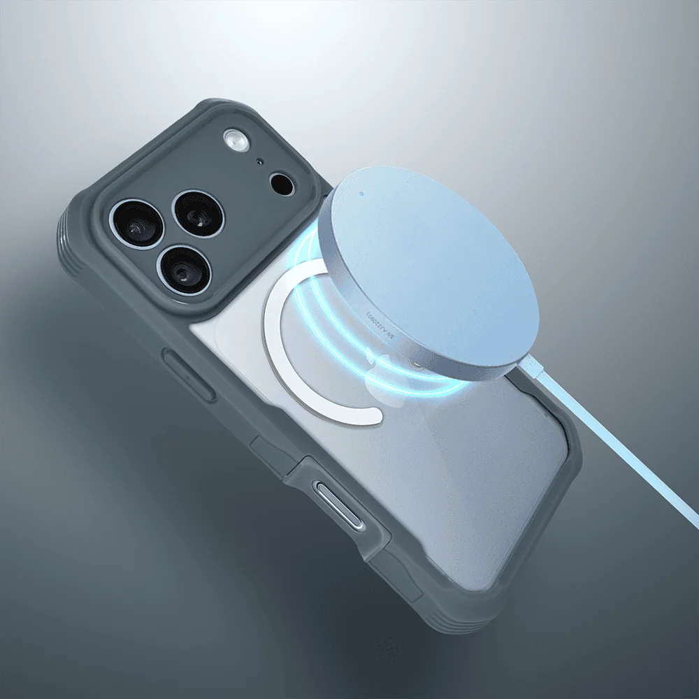 ochronne etui 360° do iphone 18 pro max, przód i tył, z ochroną anti shock i magsafe, granatowe