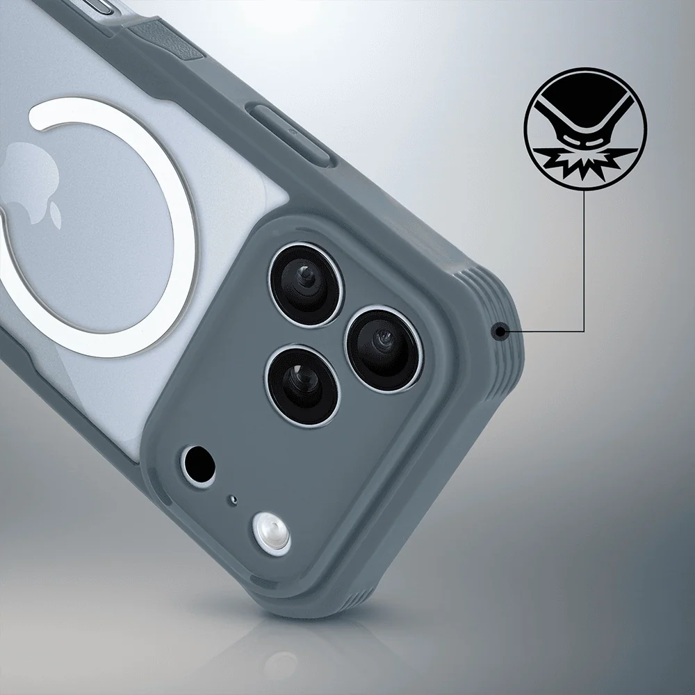 ochronne etui 360° do iphone 18 pro max, przód i tył, z ochroną anti shock i magsafe, granatowe
