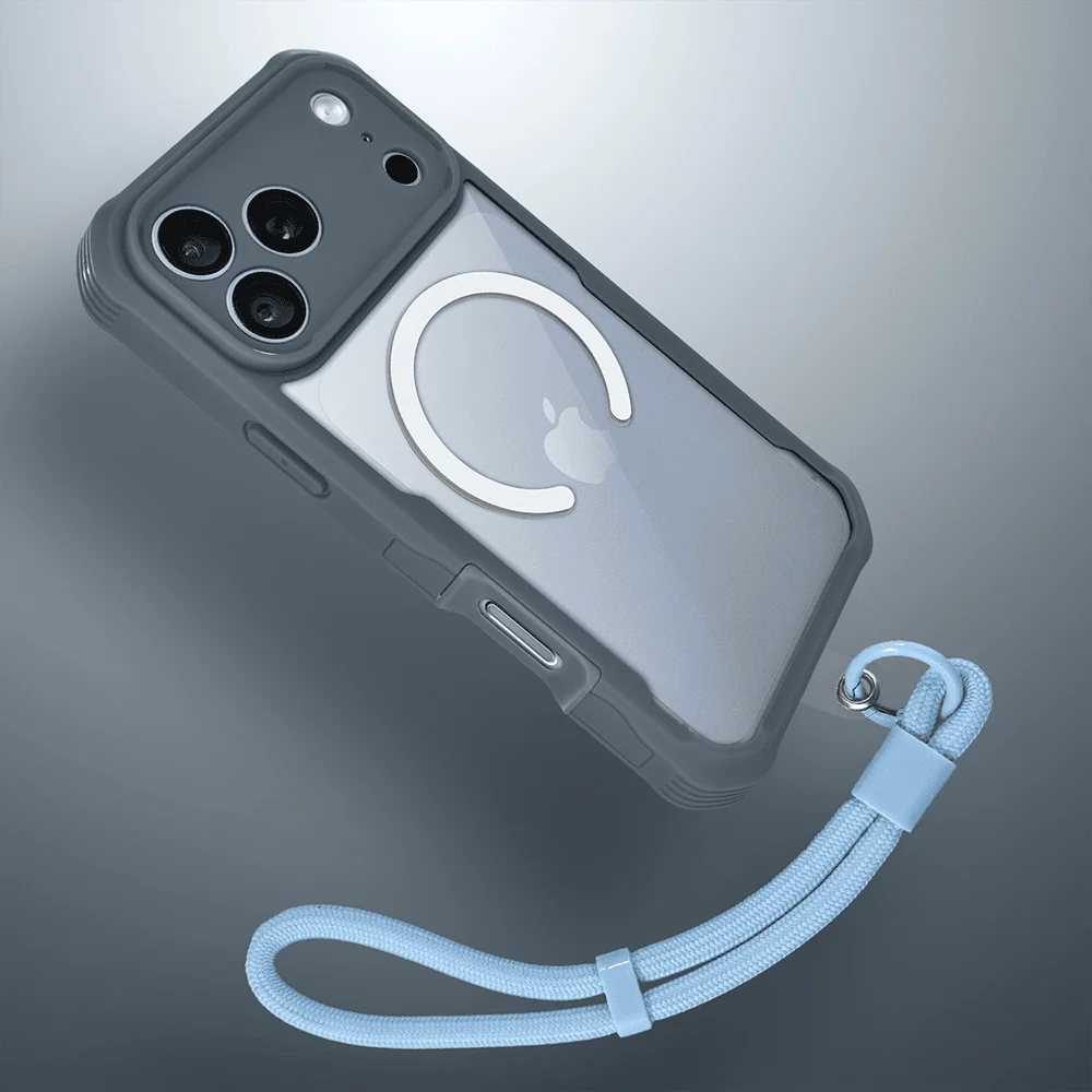 ochronne etui 360° do iphone 18 pro max, przód i tył, z ochroną anti shock i magsafe, granatowe