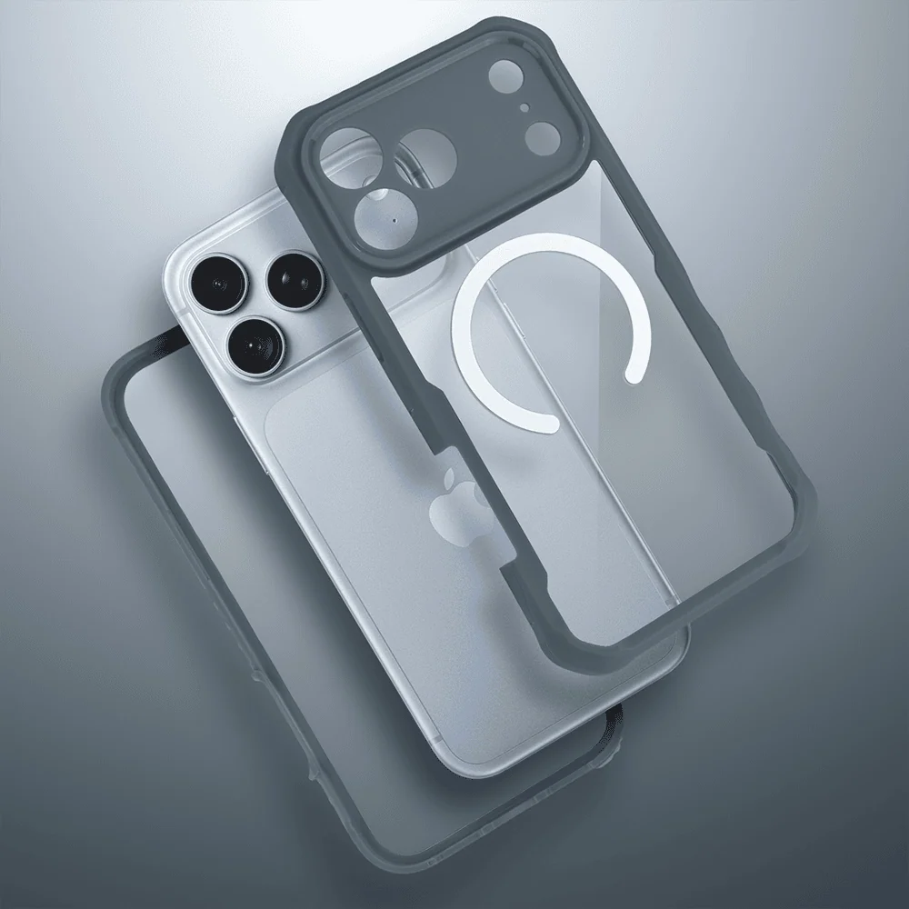 ochronne etui 360° do iphone 18 pro max, przód i tył, z ochroną anti shock i magsafe, granatowe