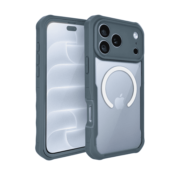 Ochronne etui 360° do iPhone 18 Pro, przód i tył, z ochroną anti-shock i MagSafe, granatowe
