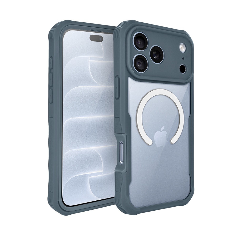 ochronne etui 360° do iphone 18 pro max, przód i tył, z ochroną anti shock i magsafe, granatowe