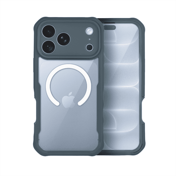 ochronne etui 360° do iphone 18 pro max, przód i tył, z ochroną anti shock i magsafe, granatowe