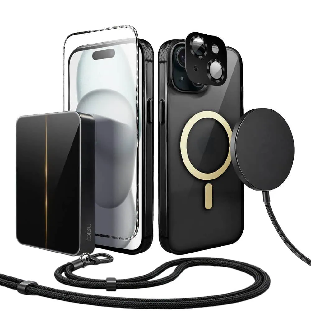 Perfect Match do iPhone 15 – zestaw Golden Elite + akcesoria, czarny