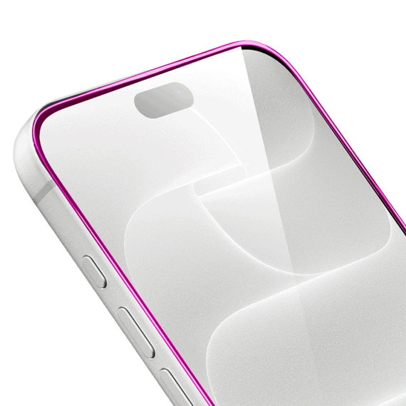 szkło hartowane 9h do iphone 18 pro, twarde wzmocnione z metalizowaną różową ramką