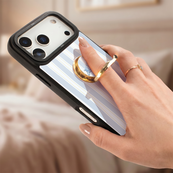 uchwyt do telefonu, ring na palec, podstawka, żółte złoto, wzór grecki żółw
