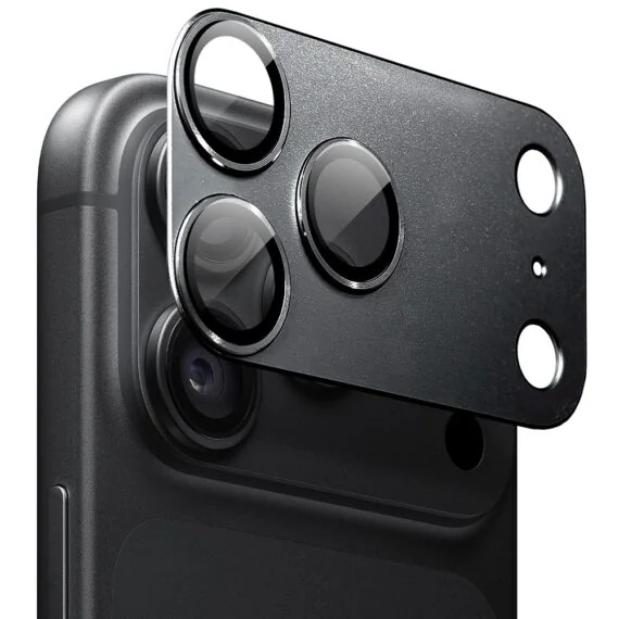 iphone 18 pro gładka metalowa osłona na cały panel aparatu, wbudowane szkła 9h, czarna