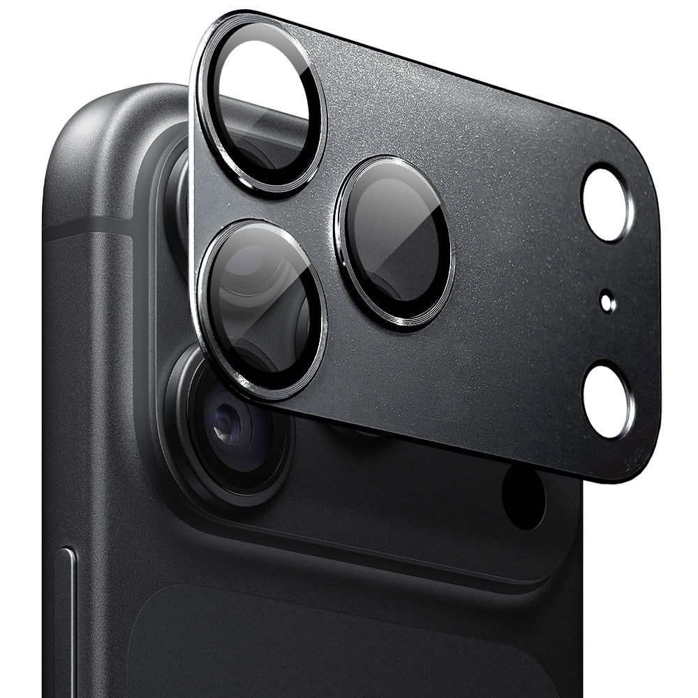 iphone 18 pro gładka metalowa osłona na cały panel aparatu, wbudowane szkła 9h, czarna
