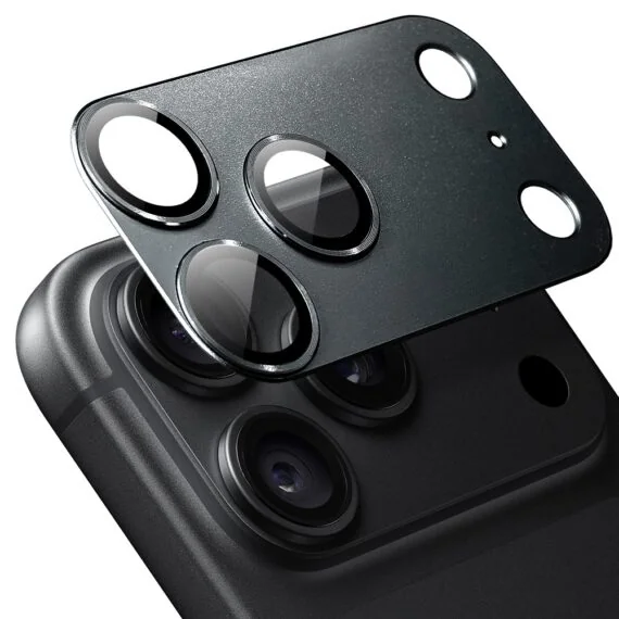 iphone 18 pro gładka metalowa osłona na cały panel aparatu, wbudowane szkła 9h, czarna