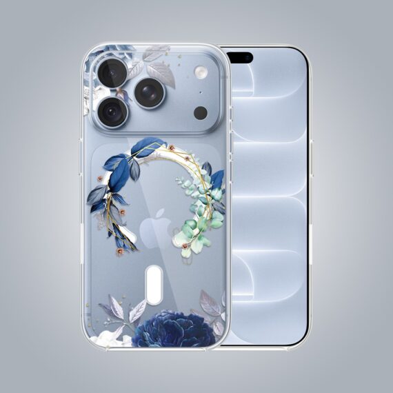 iphone 18 pro pełne szkło hartowane na cały aparat, kamerę, niebieskie kwiaty
