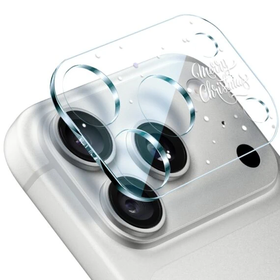 iphone 18 pro pełne szkło hartowane na cały aparat, kamerę z napisem merry christmas