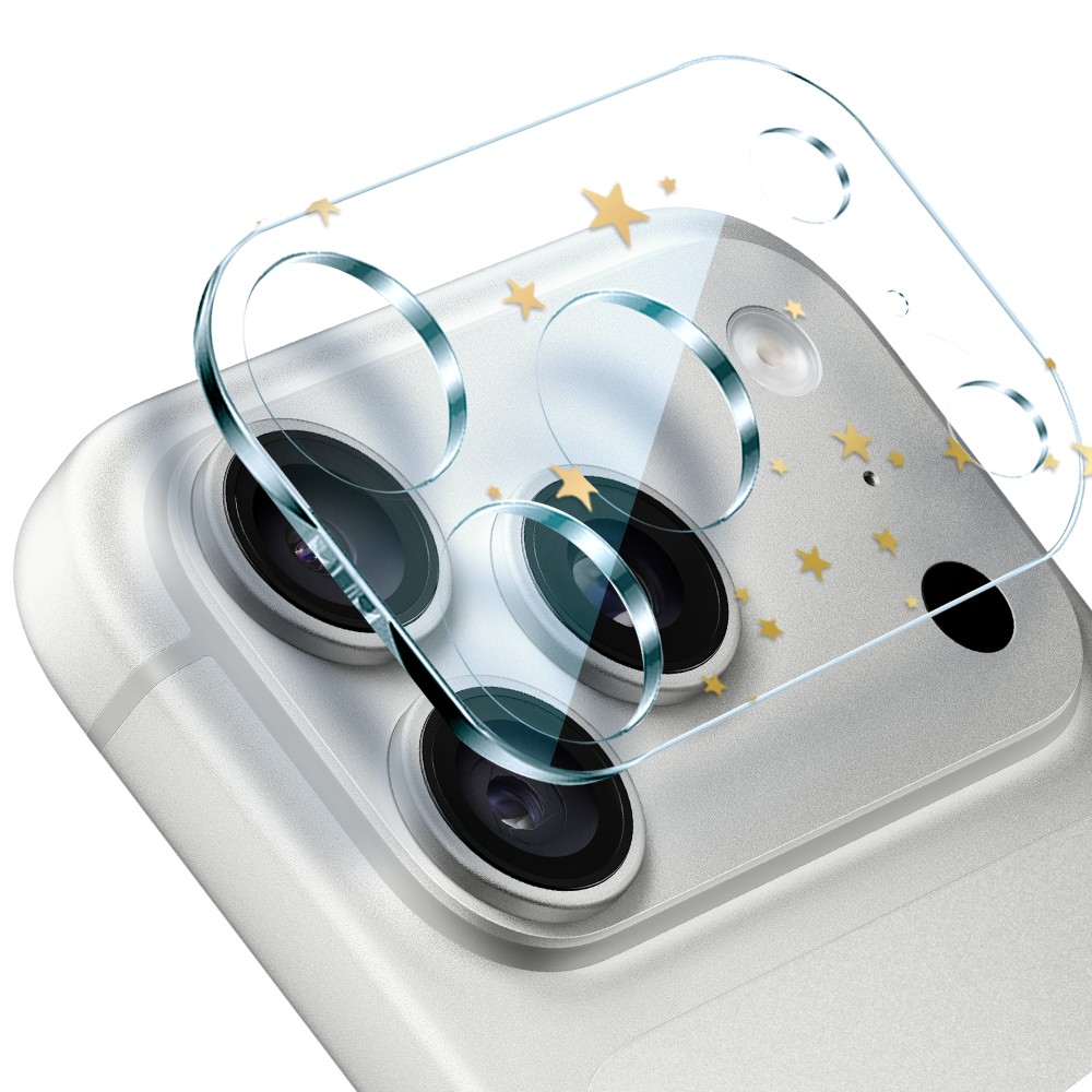 iphone 18 pro pełne szkło hartowane na cały aparat, kamerę, złote gwiazdki