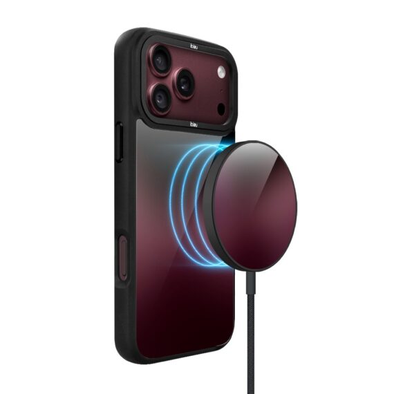 Ładowarka magnetyczna do magsafe iphone indukcyjna qi 15w, czarna ze wzorem burgundowy gradient