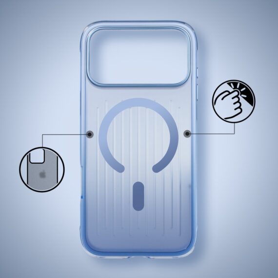 etui do iphone 17 pro max glacier rigato, wzmocnione antishock, z magsafe, błękit lodowca