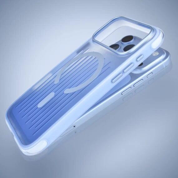 etui do iphone 18 pro glacier rigato, wzmocnione antishock, z magsafe, błękit lodowca