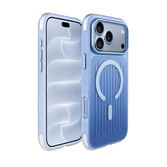 etui do iphone 18 pro glacier rigato, wzmocnione antishock, z magsafe, błękit lodowca