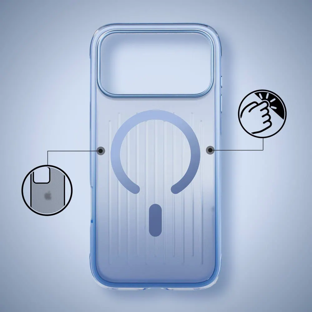 etui do iphone 18 pro glacier rigato, wzmocnione antishock, z magsafe, błękit lodowca