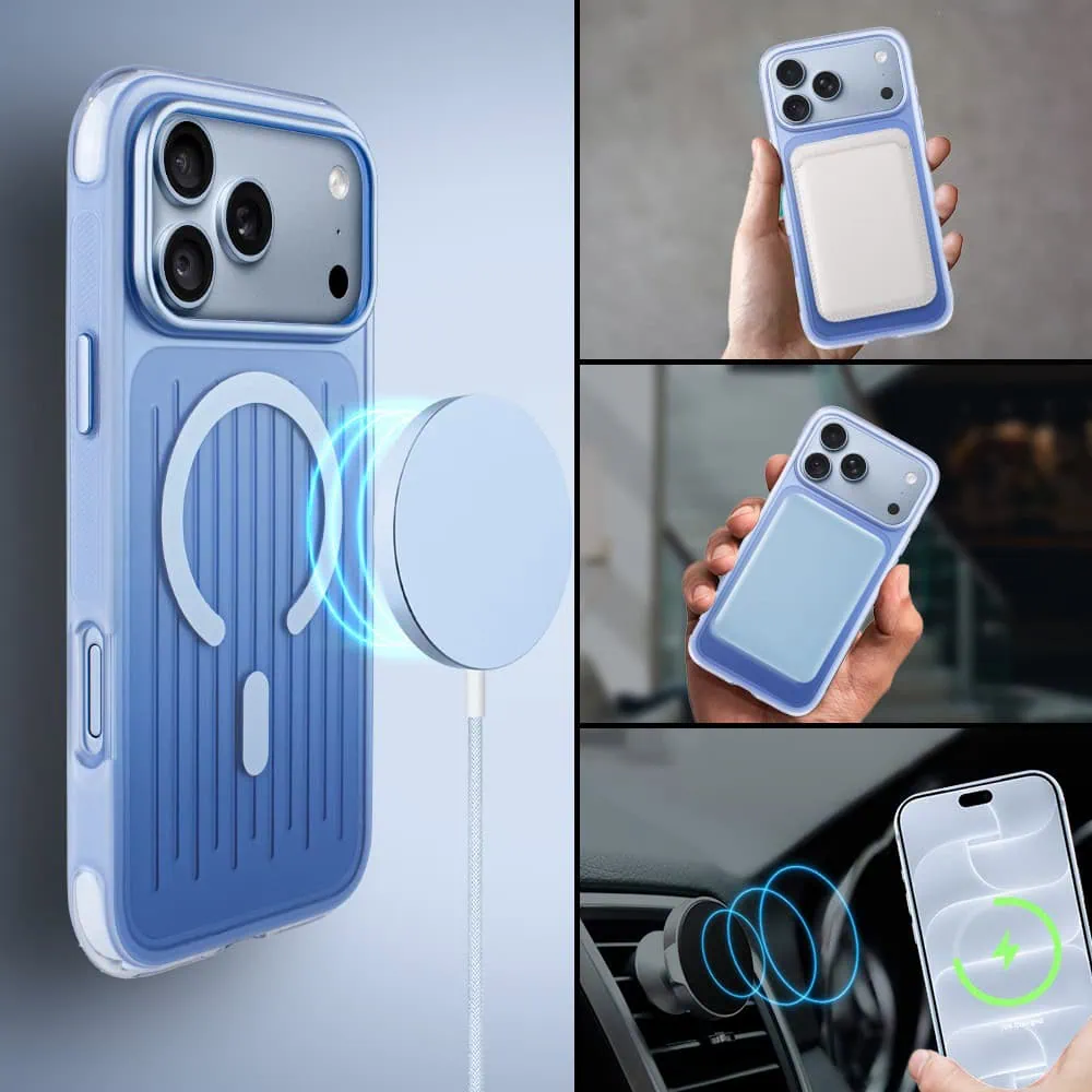 etui do iphone 18 pro glacier rigato, wzmocnione antishock, z magsafe, błękit lodowca