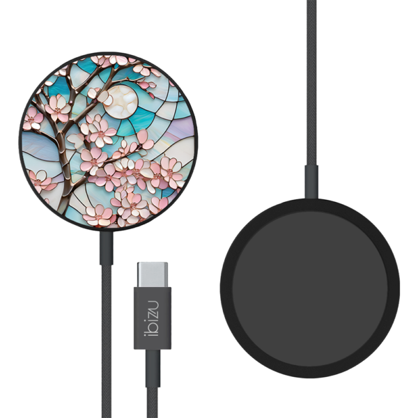 Ładowarka magnetyczna MagFlow i25 do MagSafe, czarna ze wzorem Księżycowa wiśnia