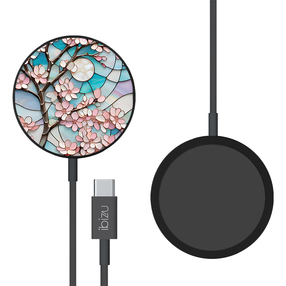 Ładowarka magnetyczna magflow i25 do magsafe, czarna ze wzorem księżycowa wiśnia