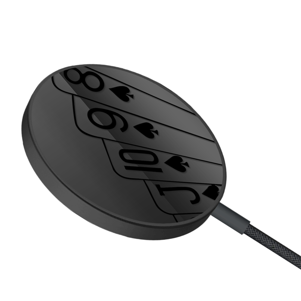 Ładowarka magnetyczna magflow i25 do magsafe, czarna ze wzorem karty do gry