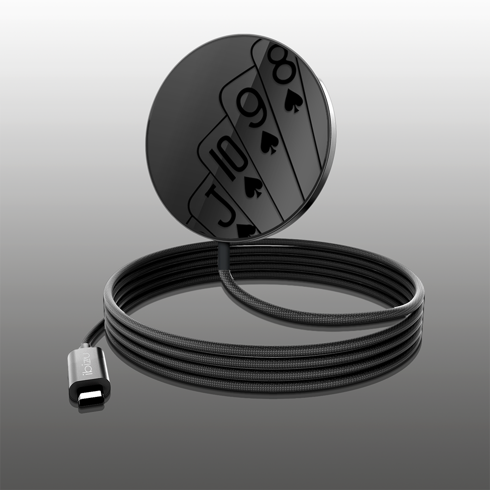 Ładowarka magnetyczna magflow i25 do magsafe, czarna ze wzorem karty do gry