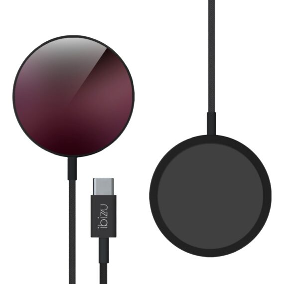 Ładowarka magnetyczna do magsafe iphone indukcyjna qi 15w, czarna ze wzorem burgundowy gradient
