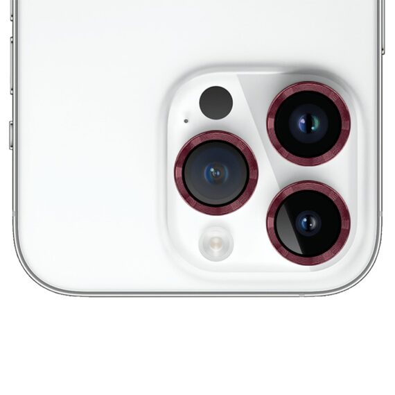 metalowa osłona obiektywów szkło na aparat iphone 14 pro, burgundowe