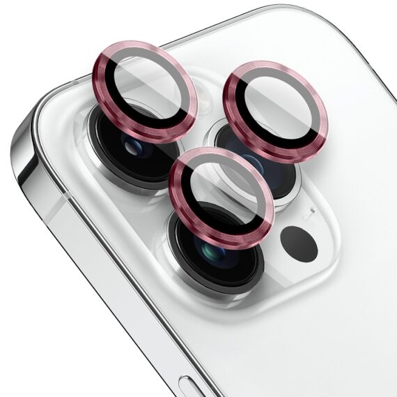 metalowa osłona obiektywów szkło na aparat iphone 14 pro, burgundowe