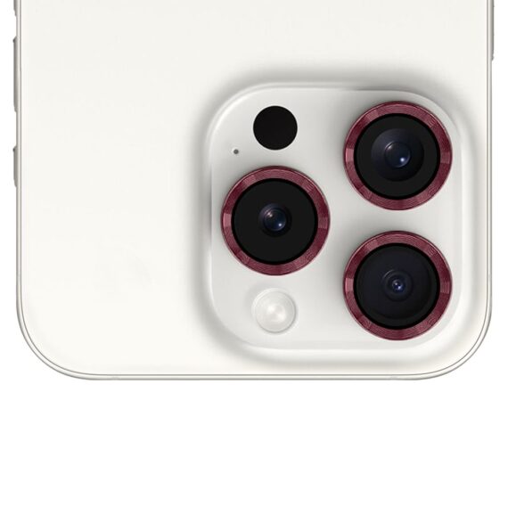 metalowa osłona obiektywów szkło na aparat iphone 15 pro max, burgundowe