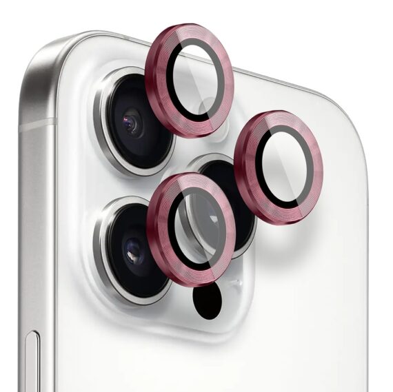metalowa osłona obiektywów szkło na aparat iphone 16 pro max, burgundowe