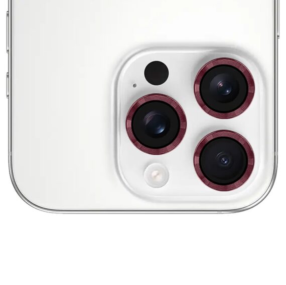 metalowa osłona obiektywów szkło na aparat iphone 16 pro max, burgundowe