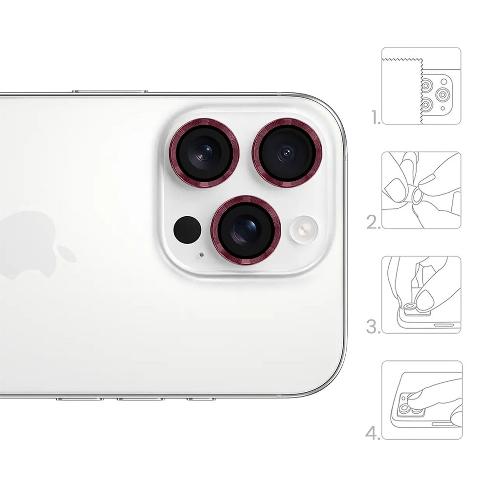metalowa osłona obiektywów szkło na aparat iphone 16 pro max, burgundowe