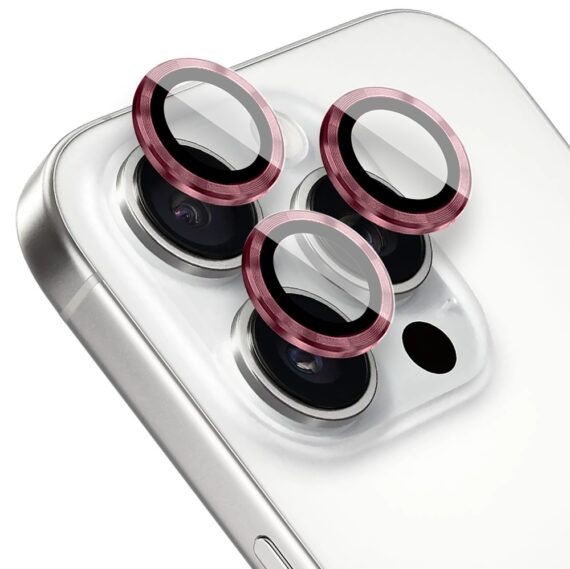 metalowa osłona obiektywów szkło na aparat iphone 16 pro max, burgundowe