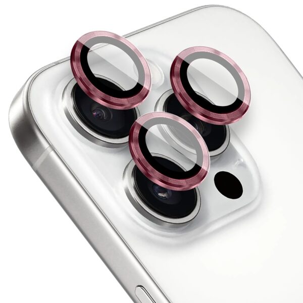Metalowa osłona obiektywów szkło na aparat iPhone 16 Pro Max, burgundowe