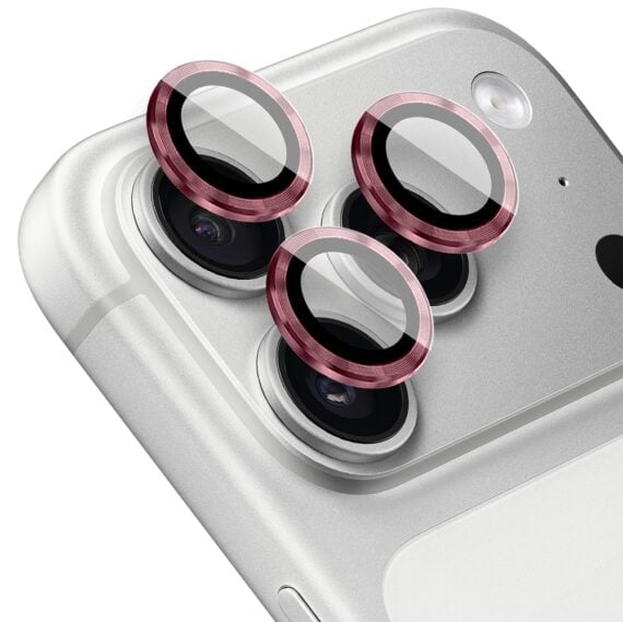 metalowa osłona obiektywów szkło na aparat iphone 17 pro max, burgundowe