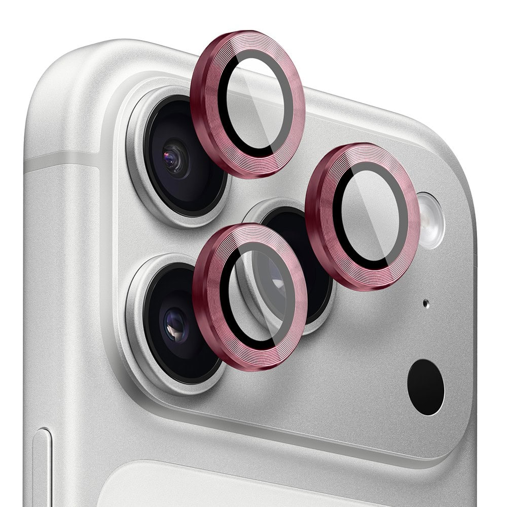 metalowa osłona obiektywów szkło na aparat iphone 17 pro max, burgundowe