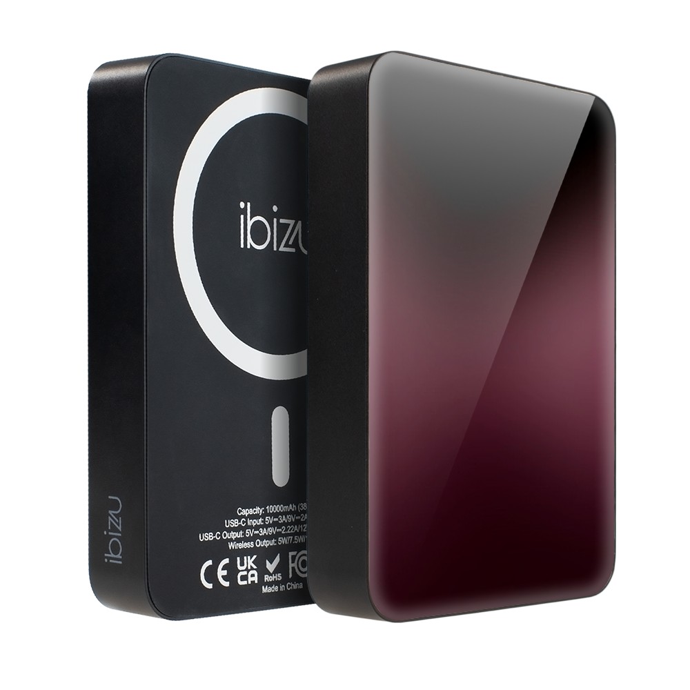 powerbank ibizu magpower 10k do iphone z magsafe, solidny, aluminiowy, 10 000 mah, burgundowy gradient