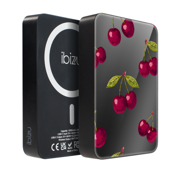 powerbank ibizu magpower 10k do iphone z magsafe, solidny, aluminiowy, 10 000 mah, burgundowa wiśniowa noc