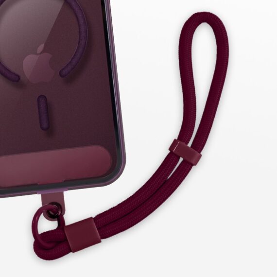regulowana smycz, krótki pasek na nadgarstek do telefonu, burgundowa